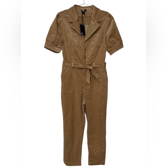 Paige NWT Mayslie Tan Corduroy Straight Ankle Jumpsuit - Picture 4 of 11